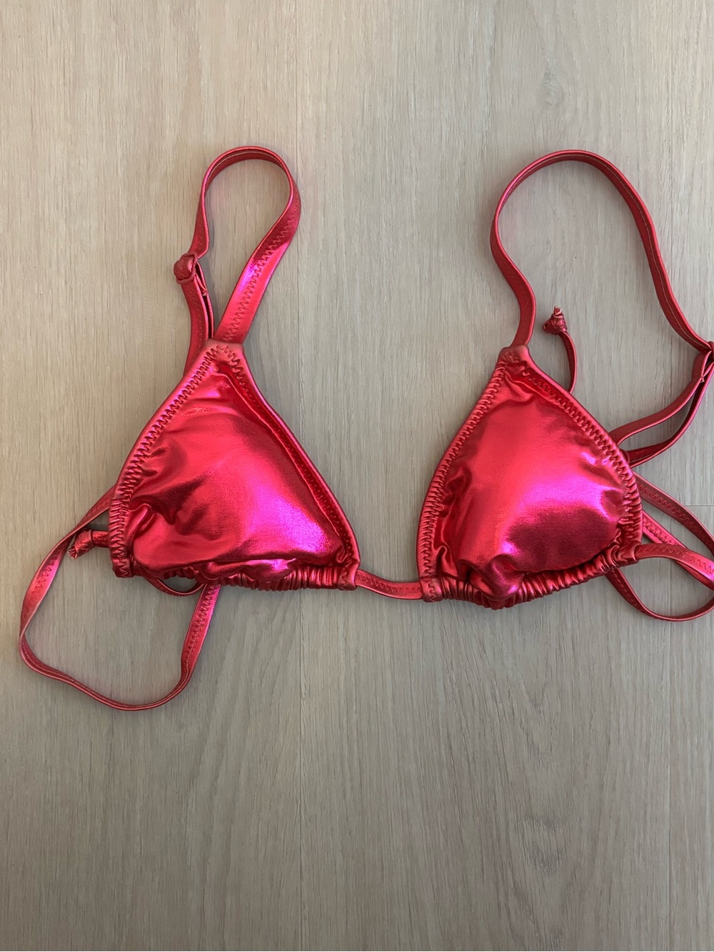 Blue Hour Fuchsia Erica Chrome Shimmering Triangle Pink Bikini Top XS